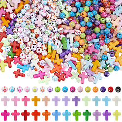 (52) Непрозрачная лаванда 800шт. 4 стили акриловых бусин с крестообразной тематикой, разнообразные, разноцветные, 8~16x8~12x4~8 мм, отверстие : 2 мм