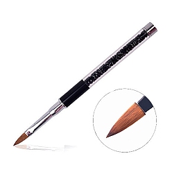 Черный Кисточка для подводки ногтей со стразами, Пластиковая кисточка для тонкой работы с защитным футляром для маникюра., чёрные, 14.4~15.25x1 см