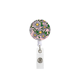 Pink Плоская круглая с цветком пластиковая выдвижная катушка для бейджа, держателей карт, выдвижной держатель удостоверения личности для медсестер, розовые, 840x32 мм