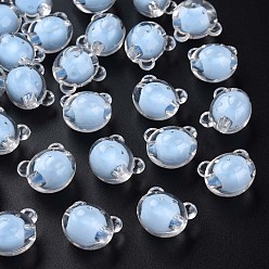 Васильковый Прозрачные акриловые бусины, бусина в бусине, медведь, васильковый, 16x18x15.5 мм, отверстие : 3 мм, Около 220 шт / 500 г