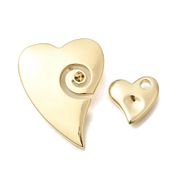 Настоящее золото 18K Латунные подвески, сердце прелести, без кадмия и без свинца, стойки покрытие, долговечный, реальный 18 k позолоченный, 32.5x25.5x4 мм, отверстие : 5.5 мм