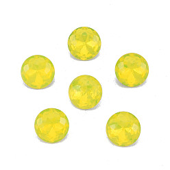 Citrine K9 Glass Rhinestone Cabochons, Pointed Back & Back Plated, Faceted, Flat Round, Citrine, 8x5mm