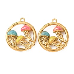 Настоящее золото 18K 304 нержавеющей стальной эмали подвески, медузы прелести, ионное покрытие (ip), реальный 18 k позолоченный, 24.5x22x6 мм, отверстие : 1.5 мм