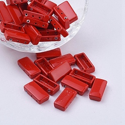 Rot Mehrsträngige Glieder aus sprühlackierter Legierung, für fliesen elastische armbänder machen, Rechteck, rot, 16x8x4 mm, Bohrung: 0.8 mm