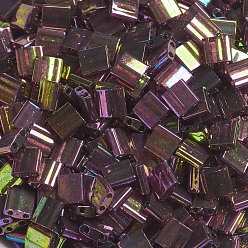 (TL301) Dark Topaz Rainbow Gold Luster MIYUKI TILA Beads, Japanese Seed Beads, 2-Hole, (TL301) Dark Topaz Rainbow Gold Luster, 5x5x1.9mm, Hole: 0.8mm, about 590pcs/50g
