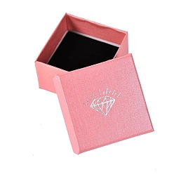Pink Картонные бумажные коробки для колец на палец, подарочная упаковка, с губкой внутри, квадратный, розовые, 5x5x3 см