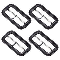 Negro 4 piezas de hebillas de cuero, con fornituras de aleación de zinc, Rectángulo, negro, 35x65x5.5 mm, agujero: 8.5x51 mm