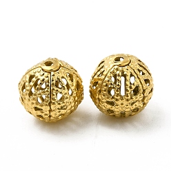 Golden 304 Stainless Steel Hollow Round Beads, Golden, 10x9.5mm, Hole: 1mm