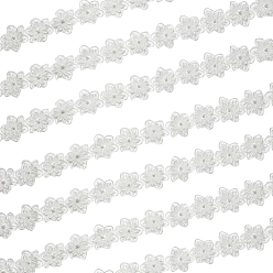 Weiß Organzaband, mit abs-Kunststoffimitatperlenperle, Blume, weiß, 2-3/8 Zoll (60 mm), ca. 5.00 Yards (4.57 m)/Rolle