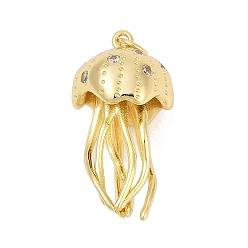 Настоящее золото 18K Латунные микро проложить кубического циркония подвески, медузы прелести, без кадмия и без свинца, долговечный, стойки покрытие, реальный 18 k позолоченный, 29.5x14.5x13.5 мм, отверстие : 3 мм