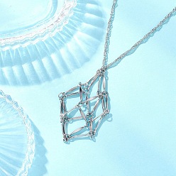 Нержавеющая Сталь Цвет 304 подвеска из нержавеющей стали в виде пустого мешочка в технике макраме, ожерелья из сингапурской цепи, не тускнеет, цвет нержавеющей стали, 23.70 дюйм (60.2 см)