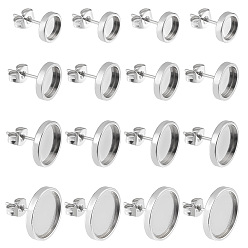Нержавеющая Сталь Цвет 40 шт. 4 размер 304 параметры серьги-гвоздики из нержавеющей стали, плоско-круглые, с ушными гайками 40 шт., цвет нержавеющей стали, 8~14x2 мм, штифты : 0.7 мм, лоток : 6~12 мм, 10шт / размер
