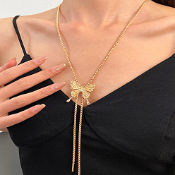 Бабочка Регулируемые подвески-лариаты из сплава для женщин, золотой свет, бабочка, 31.50 дюйм (80 см)