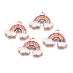 Фиолетовый Подвески из эмали и сплава, радуга, золотые, фиолетовые, 14x18.5x1.5 мм, отверстие : 1.8 мм