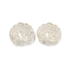 Champagne Gold Прозрачные стеклянные бусины, Пекинская опера маски, спекающийся лак, шампанское золото, 17x18x8 мм, отверстие : 1.2 мм