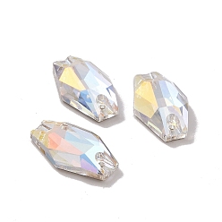 Light Crystal AB Форма вазы пришиваем стразами, k 5 стеклянный страз, 2-отверстие ссылка, плоская спинка с покрытием, швейные украшения, свет кристалл AB, 18x11x4.5 мм, отверстие : 1.2 мм