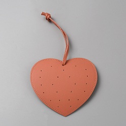 FireBrick Imitation Leather Earring Display Cards, Heart, FireBrick, 21.5cm, Heart: 105x115x2mm