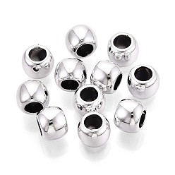 Платина УФ покрытие абс пластик европейские бусины, бусины с большим отверстием, круглые, платина, 8x6 мм, отверстие : 4.5 мм