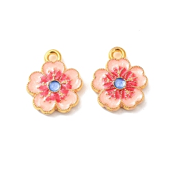 Pink Подвески из эмали и сплава, , золотые, розовые, 14x11.5x2 мм, отверстие : 1.6 мм