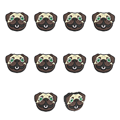 Кокосово-Коричневый Силиконовые бусины, собака, кокосового коричневый, 27.5x27.5x9.5 мм, отверстие : 3 мм, 10 шт / коробка