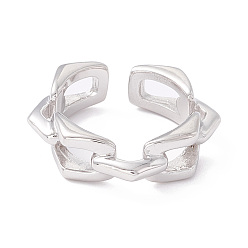 Platinum Twist Chain Shape Rhodium Plated 925 Sterling Silver Cuff Ring, Adjustable Open Ring for Men Women, Platinum, US Size 10 3/4(20.3mm)