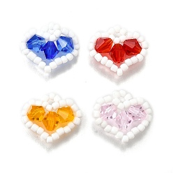 (52) Непрозрачная лаванда Стеклянный бисер с подвесками из стеклянных бусин, сердце, разноцветные, 16~16.5x18.5~19x6 мм, отверстие : 2x2 мм