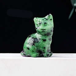 Рубин В Цоизита Натуральный рубин в цоизитовых скульптурных украшениях, для домашнего офисного стола, кошка, 23x30 мм