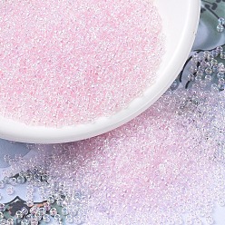 (RR265) Transparent Pale Pink AB MIYUKI Round Rocailles Beads, Japanese Seed Beads, (RR265) Transparent Pale Pink AB, 11/0, 2x1.3mm, Hole: 0.8mm, about 1100pcs/bottle, 10g/bottle