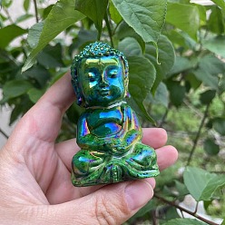 Зеленый Резная статуя Будды из натурального гранита, украшение дома, Статуэтки по фен-шуй для украшения домашнего офиса, зелёные, 80 мм