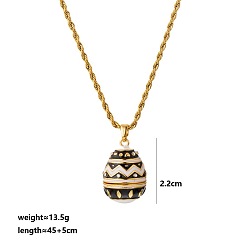 Черный Подвеска-колье в виде пасхального яйца из латуни с кубическим цирконием и эмалью, открывающаяся, в виде клетки для бусин., золотые, чёрные, 17.72 дюйм (45 см), Кулон : длиной 22 мм 