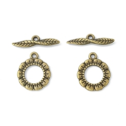 Antique Bronze Tibetan Style Toggle Clasps, Flat Ring, Cadmium Free & Nickel Free & Lead Free, Antique Bronze, 24x17x2mm, Hole: 2mm