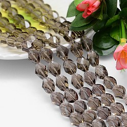 Светло-коричневый Граненый многогранник имитация австрийских кристаллов нити шарик, класс AAA, загар, 9x6 мм, отверстие : 0.7~0.9 мм, около 45 шт / нитка, 15.7 дюйм