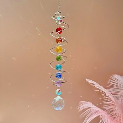 Разноцветный Каплевидные стеклянные ловцы солнца, вращающиеся металлические подвесные украшения, создатель радуги, для украшения сада и дома, красочный, 450 мм