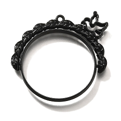 Черный Подвесные подвески из сплава, для diy уф смолы, эпоксидная смола, без кадмия, без никеля и без свинца, плоские круглые с птицей, чёрные, 39x38.5x3.5 мм, отверстие : 1.6 мм