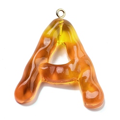 Letter A Смола подвеска, с обнаружением железного кольца, Письмо ~ Z, буква a, 28.5x29.5x7 мм, отверстие : 2 мм