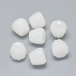 Weißer Jade Herbstthema natürliche weiße Jadeperlen, Kürbis, 10~11.5x9~10 mm, Bohrung: 1.2 mm