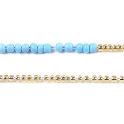 Light Sky Blue Summer Jewelry Waist Bead, Body Chain, Seed Beaded Belly Chain, Bikini Jewelry for Woman Girl, Light Sky Blue, 31.5 inch(80cm)