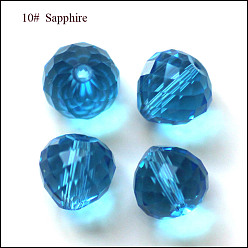 Темно-Голубой Имитация Австрийские кристаллические шарики, класс AAA, граненые, слеза, глубокое синее небо, 6 мм, отверстие : 0.7~0.9 мм