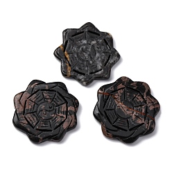 Природный Драгоценный Камень Натуральный цветок портопо с декоративными элементами в стиле инь-ян, фигурка для украшения дома, фен-шуй энергетический камень подарок для домашнего офиса украшение рабочего стола, 45~48x6~6.5 мм