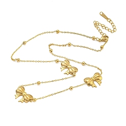 Настоящее золото 18K Латунные ожерелья с подвесками в виде бантов, спутниковые цепочки ожерелья для женщин, реальный 18 k позолоченный, 17.32 дюйм (44 см)
