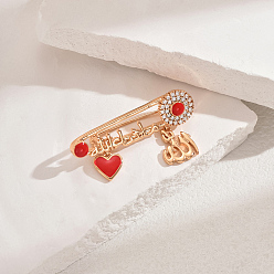 Золотой Булавки из сплава для килта для одежды рюкзака, подвески с сердцем, золотые, 4 мм