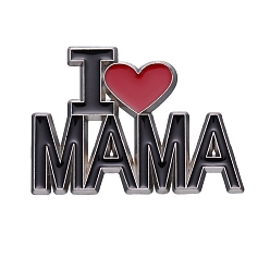 Черный Эмалевые булавки, сплава брошь, слово, я люблю маму, день матери, чёрные, 36x25 мм