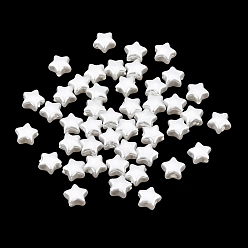 White ABS Plastic Imitation Pearl Beads, Star, White, 6x6x3mm, Hole: 1mm, about 9390pcs/500g