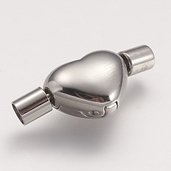 Нержавеющая Сталь Цвет Устойчивы к потускнению 304 европейские застежки из нержавеющей стали с наконечниками для шнура, сердце, цвет нержавеющей стали, 22.5x10x6.5 мм, отверстие : 3 мм