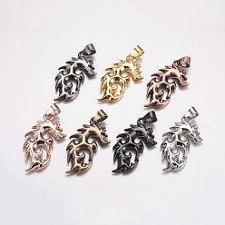 Mixed Color 304 Stainless Steel Big Pendants, Dragon, Mixed Color, 53x30x3mm, Hole: 7x9mm