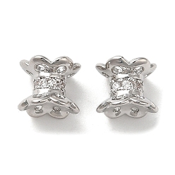 Платина Латунные микро проложить кубических циркония шарики прокладки, без кадмия, без никеля и без свинца, цветок, платина, 7x6 мм, отверстие : 1.2 мм