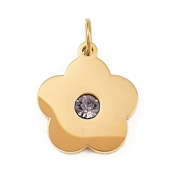 Золотой 304 из нержавеющей стали горный хрусталь подвески, , с целью перехода в кольце, золотые, 13.5x12x2.5 мм, отверстие : 3 мм