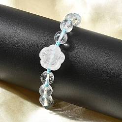 Хрусталь Регулируемые натуральные кварцевые плетеные браслеты из бисера, внутренний диаметр: 2-1/4~2-1/2 дюйм (5.8~6.5 см)