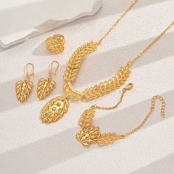 Золотой Винтажный сплав полые пшеничные серьги браслеты и ожерелья и кольца набор для женщин, золотые