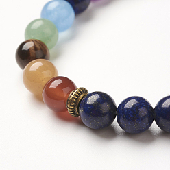 Lapis Lazuli Yoga Chakra Jewelry, Natural Dyed Lapis Lazuli Beads Stretch Bracelets, 2-1/8~2-3/8 inch(55~60mm)